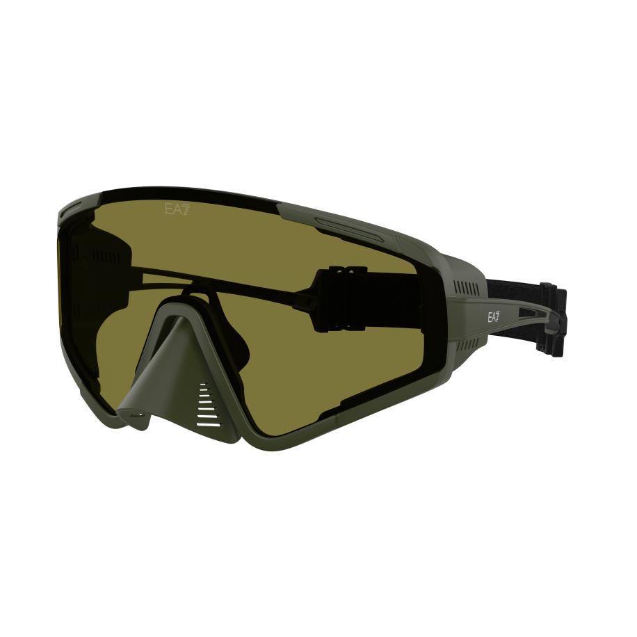 EA7 Mannelijk Sunglass Q74009 - Framekleur: Mat militaire groen, Lenskleur: Groen Groen