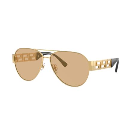 Versace Mannelijk Sunglass VE2289 - Framekleur: Goud, Lenskleur: Lichtgeel spiegelend zilver binnenkant