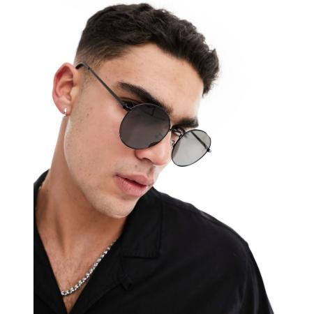 New Look - Ronde zonnebril van metaal in zwart