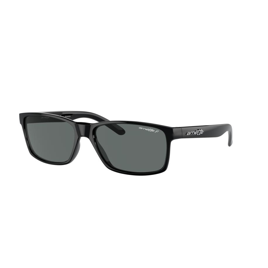 Arnette Unisex Sunglass AN4185 Slickster - Framekleur: Glanzend zwart, Lenskleur: Polarized donkergrijs Grijs