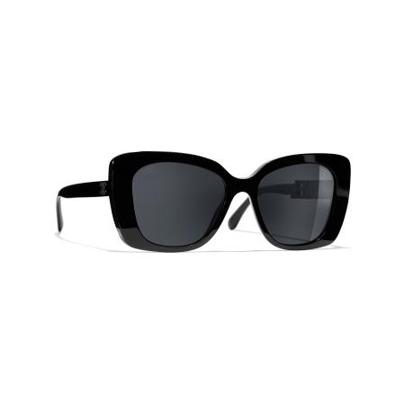 Chanel Vrouwelijk Sunglass Square Sunglasses CH5422B - Framekleur: Zwart, Lenskleur: Grijs