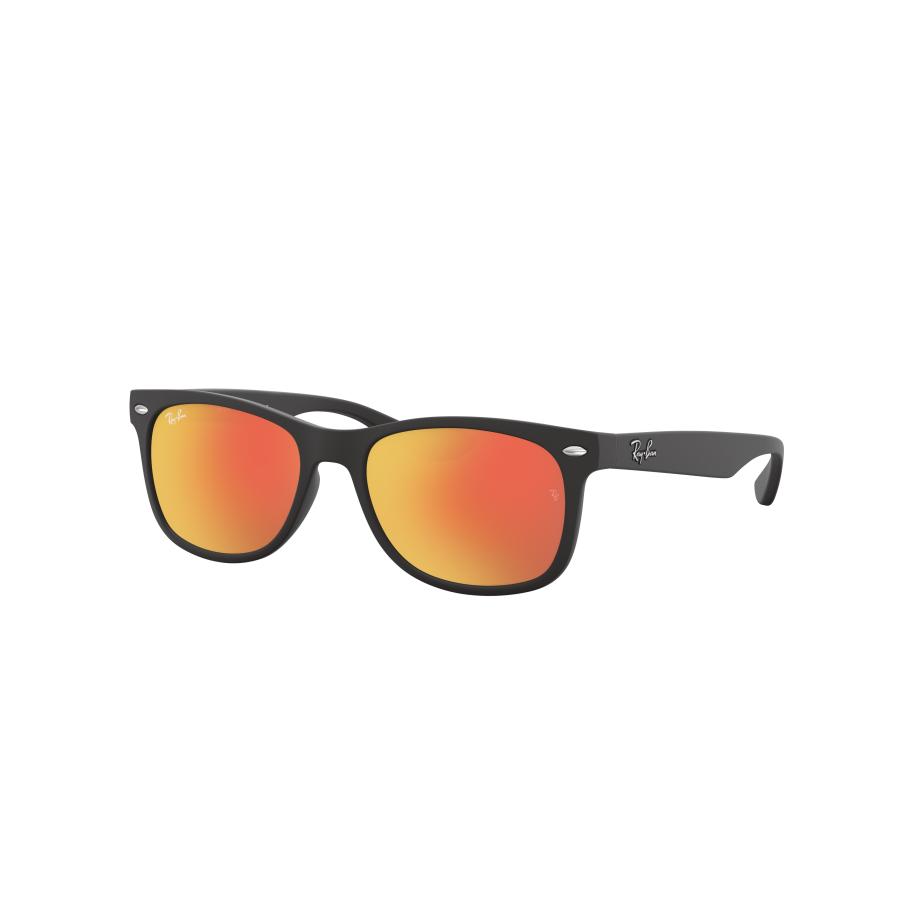 Ray-Ban Unisex Sunglass RB9052S New Wayfarer Kids - Framekleur: Zwart, Lenskleur: Bruin/oranje Multicolor