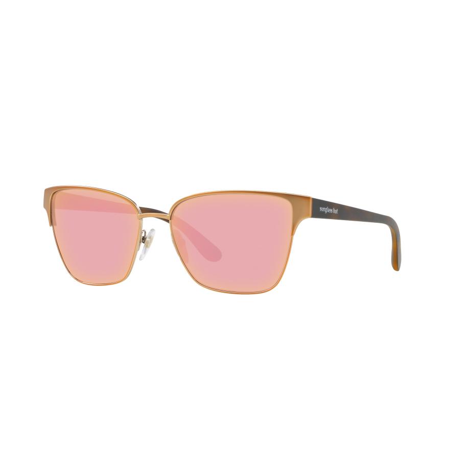 Sunglass Hut Collection Vrouwelijk Sunglass HU1007 - Framekleur: Roségoud mat roségoud, Lenskleur: Roze Roze