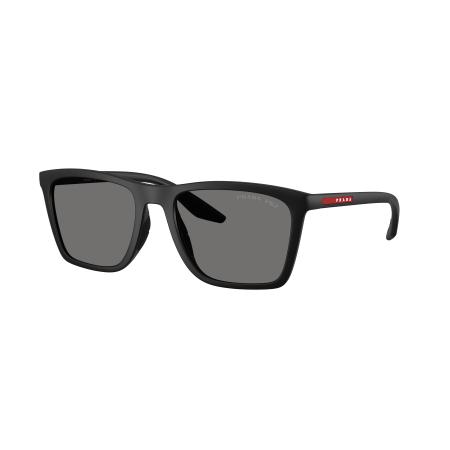 Prada Linea Rossa Mannelijk Sunglass PS B08S - Framekleur: Matzwart, Lenskleur: Donkergrijs Polarized