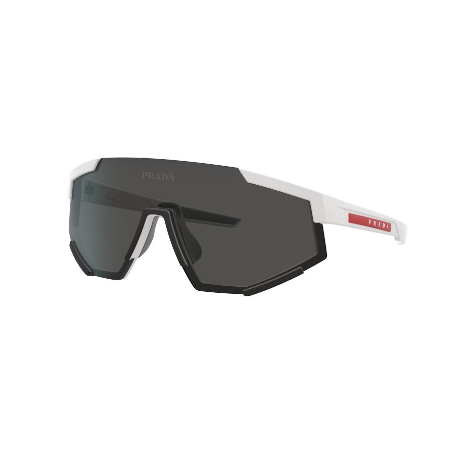 Prada Linea Rossa Mannelijk Sunglass PS 4WS - Framekleur: Wit rubber, Lenskleur: Donkergrijs Grijs