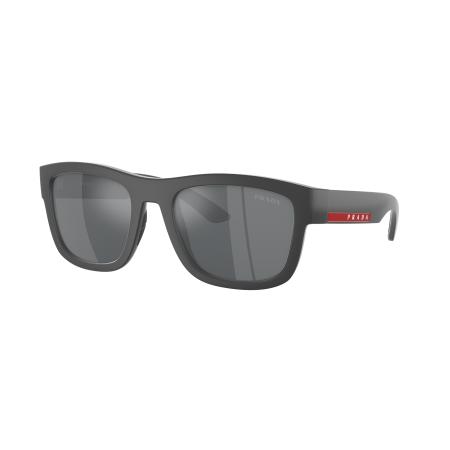 Prada Linea Rossa Mannelijk Sunglass PS 01ZS - Framekleur: Grijs Rubber, Lenskleur: Lichtgrijs gespiegeld zwart