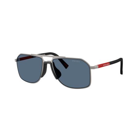 Prada Linea Rossa Mannelijk Sunglass PS B51S - Framekleur: Staalgrijs, Lenskleur: Donkerblauw