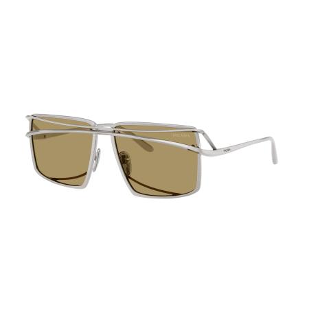 Prada Mannelijk Sunglass PR C55S - Framekleur: Vintage zilver, Lenskleur: Olijfgroen