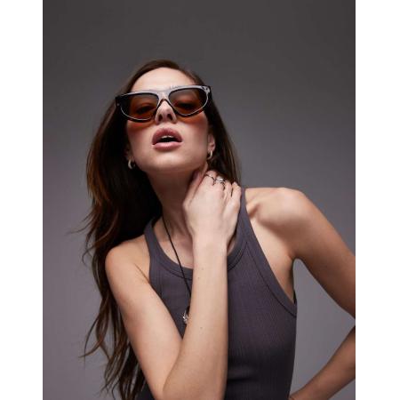 Topshop Napoli Hoekige zonnebril in tortoise bruin-Veelkleurig