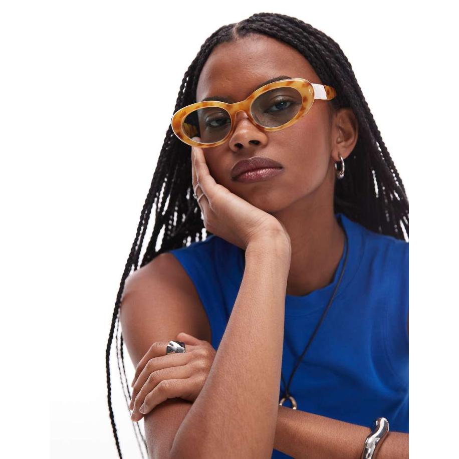 Topshop Sicily Ronde zonnebril in tortoise-Veelkleurig Multicolor