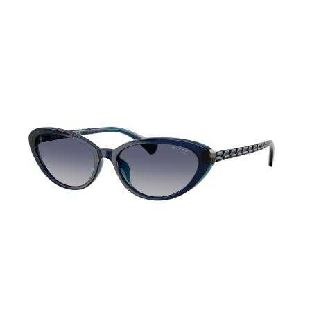 Ralph Vrouwelijk Sunglass RA5338U - Framekleur: Donker transparant blauw, Lenskleur: Azuurblauw gradiënt blauw
