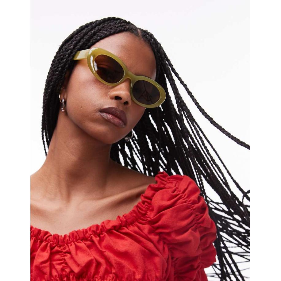 Topshop Sicily Ronde zonnebril in groen Groen
