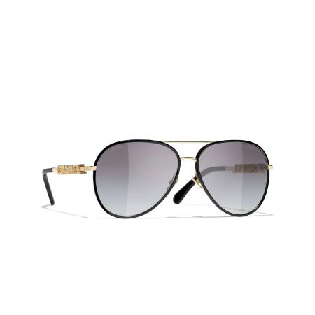 Chanel Vrouwelijk Sunglass Pilot Sunglasses CH4284B - Framekleur: Goud, Lenskleur: Grijs