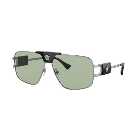 Versace Mannelijk Sunglass VE2251 - Framekleur: Staalgrijs, Lenskleur: Groen