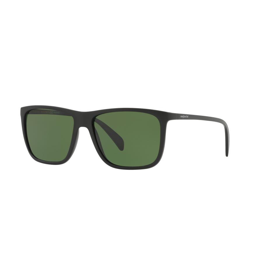 Sunglass Hut Collection Mannelijk Sunglass HU2004 - Framekleur: Matzwart, Lenskleur: Polarized Groen Classic G-15 Groen