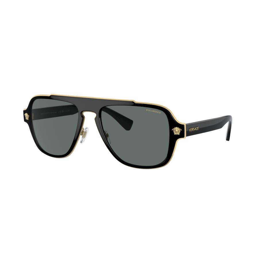 Versace Mannelijk Sunglass VE2199 - Framekleur: Zwart, Lenskleur: Donkergrijs Grijs