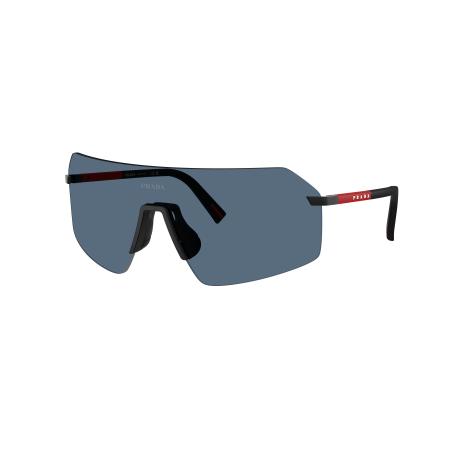 Prada Linea Rossa Mannelijk Sunglass PS B50S - Framekleur: Zwart, Lenskleur: Donkerblauw