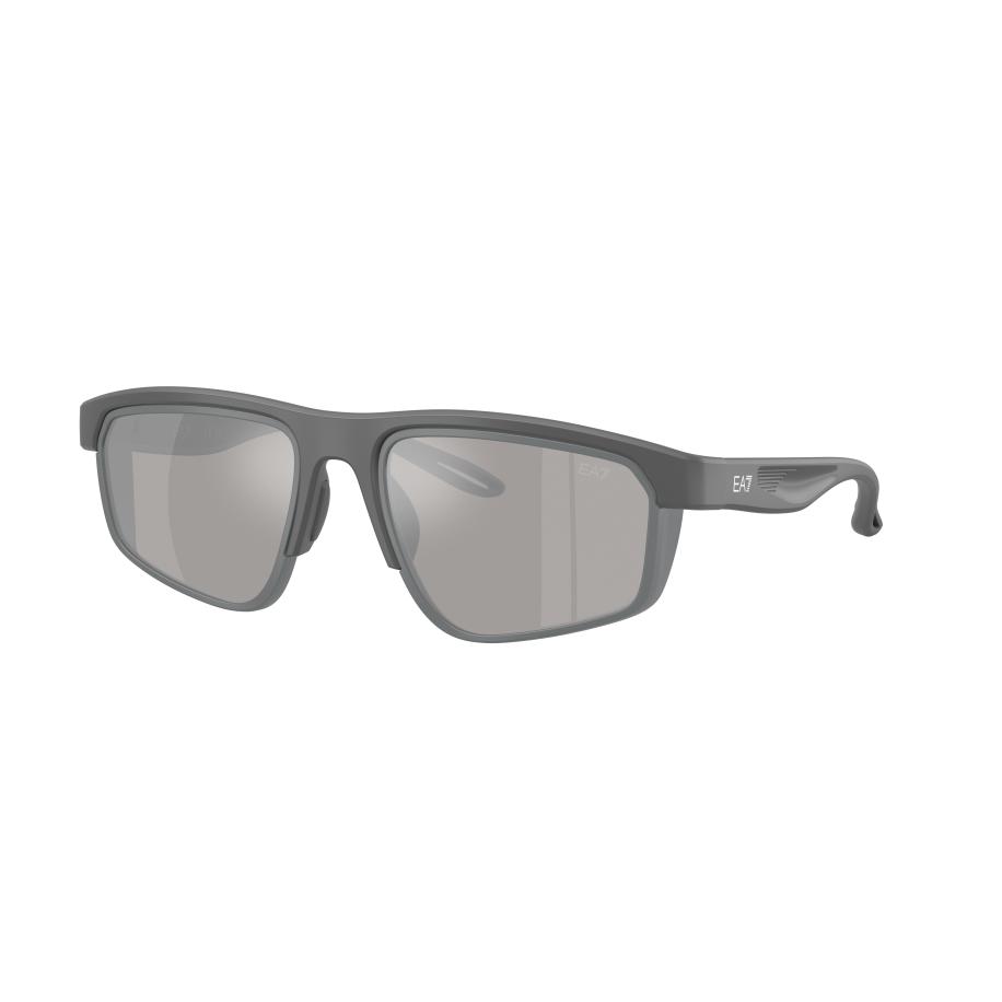 EA7 Mannelijk Sunglass Q74003 - Framekleur: Mat donker antraciet, Lenskleur: Lichtgrijs gespiegeld zilver Wit