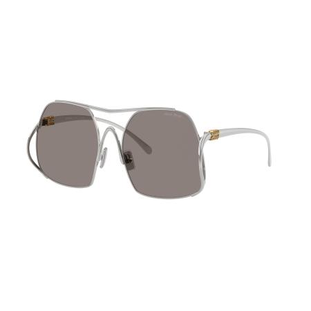 Miu Miu Vrouwelijk Sunglass MU A55S - Framekleur: Zilver, Lenskleur: Donkergrijs