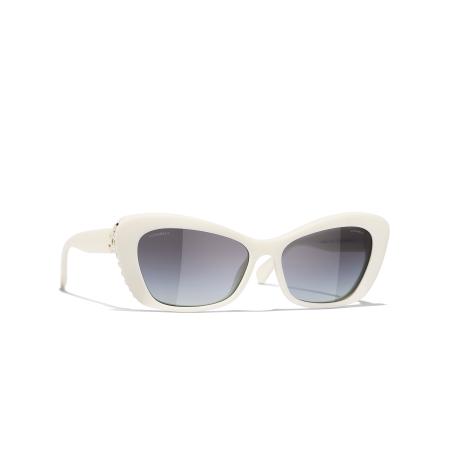 Chanel Vrouwelijk Sunglass Cat Eye Sunglasses CH5481H - Framekleur: Wit, Lenskleur: Grijs
