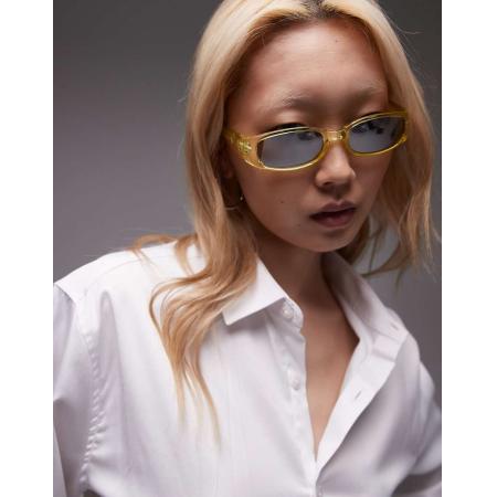 Topshop Ibiza Smalle racer zonnebril met doorlopend ontwerp in groen