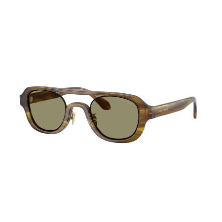 Giorgio Armani Mannelijk Sunglass AR8247 - Framekleur: Gestreept bruin en lichtbruin, Lenskleur: Groen