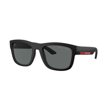 Prada Linea Rossa Mannelijk Sunglass PS 01ZS - Framekleur: Zwart rubber, Lenskleur: Donkergrijs Polar