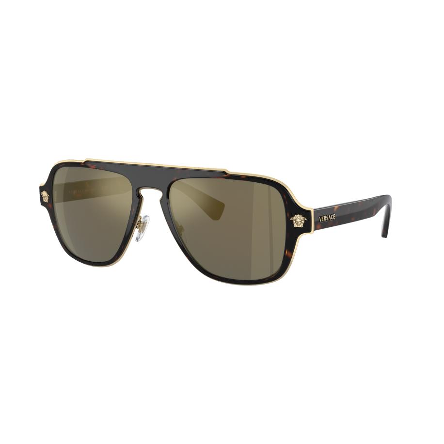 Versace Mannelijk Sunglass VE2199 - Framekleur: Havana, Lenskleur: Donkergrijs gespiegeld goud Multicolor