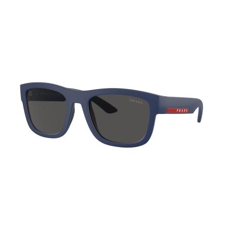 Prada Linea Rossa Mannelijk Sunglass PS 01ZS - Framekleur: Blauw rubber, Lenskleur: Donkergrijs