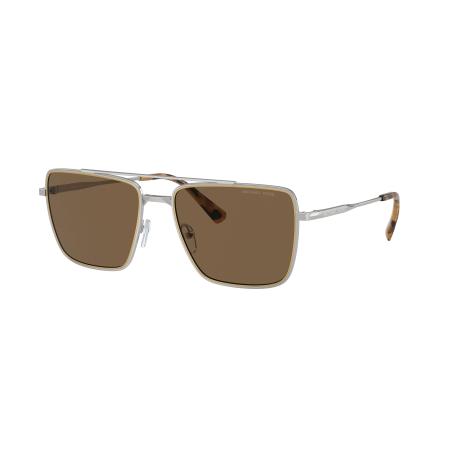 Michael Kors Mannelijk Sunglass MK1154 Blue Ridge - Framekleur: Glanzend Zilver, Lenskleur: Bruin effen