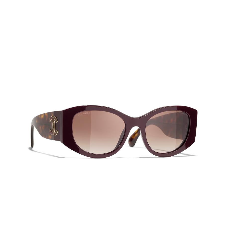 Chanel Vrouwelijk Sunglass Oval Sunglasses CH5524 - Framekleur: Rode vendome & donkere havana, Lenskleur: Bruin Bruin