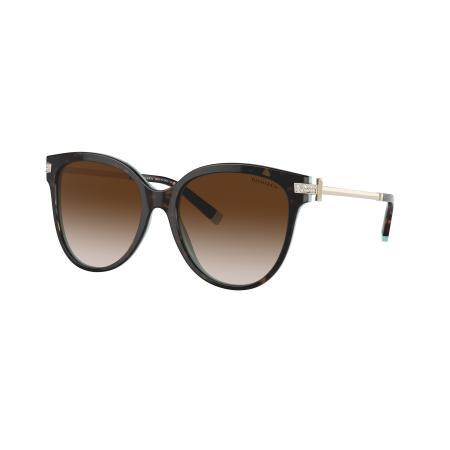 Tiffany & Co. Vrouwelijk Sunglass TF4193B - Framekleur: Havana op Tiffany blauw, Lenskleur: Bruin Gradiënt