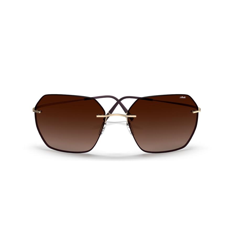 Silhouette Caleum Randloos 8745/75 7930 Goud Heren Zonnebril