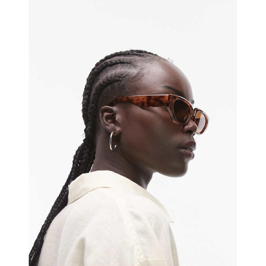Topshop Croatia Hoekige cat eye zonnebril in bruine tortoise Bruin