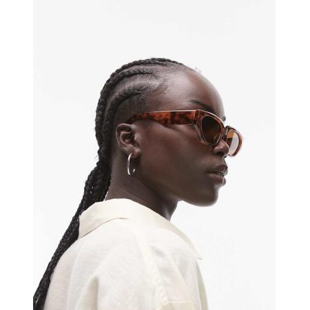 Topshop Croatia Hoekige cat eye zonnebril in bruine tortoise