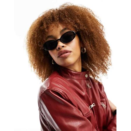 Reclaimed Vintage Ovale zonnebril in jaren 90 stijl in zwart