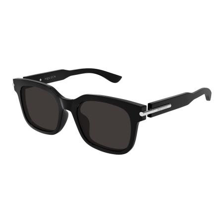 Alexander McQueen AM0496SA Aziatische pasvorm 001 Zwart Heren Zonnebril