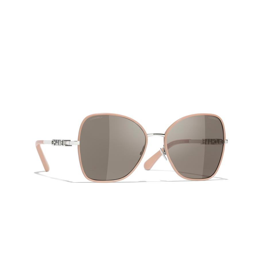 Chanel Vrouwelijk Sunglass Butterfly Sunglasses CH4283 - Framekleur: Zilver, Lenskleur: Bruin Bruin