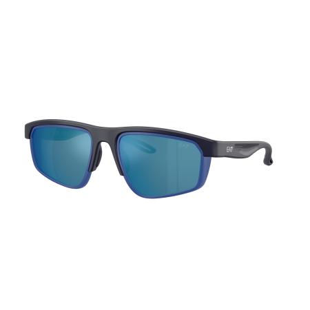 EA7 Mannelijk Sunglass Q74003 - Framekleur: Mat donkerblauw, Lenskleur: Donkerblauw gespiegeld blauw