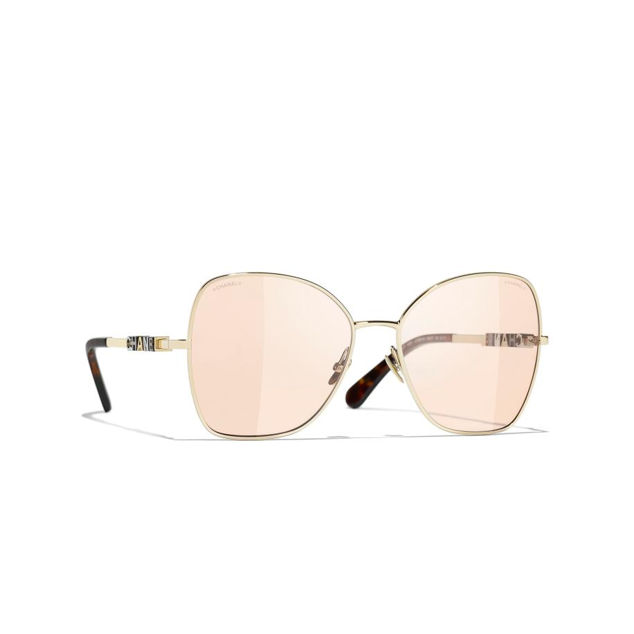 Chanel Vrouwelijk Sunglass Butterfly Sunglasses CH4283 - Framekleur: Goud, Lenskleur: Bruin Bruin