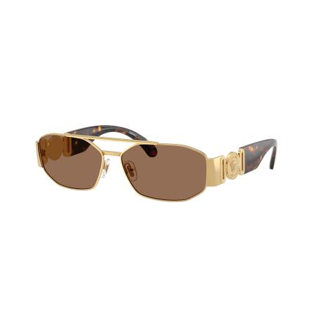 Versace Mannelijk Sunglass VE2287 - Framekleur: Goud, Lenskleur: Donkerbruin