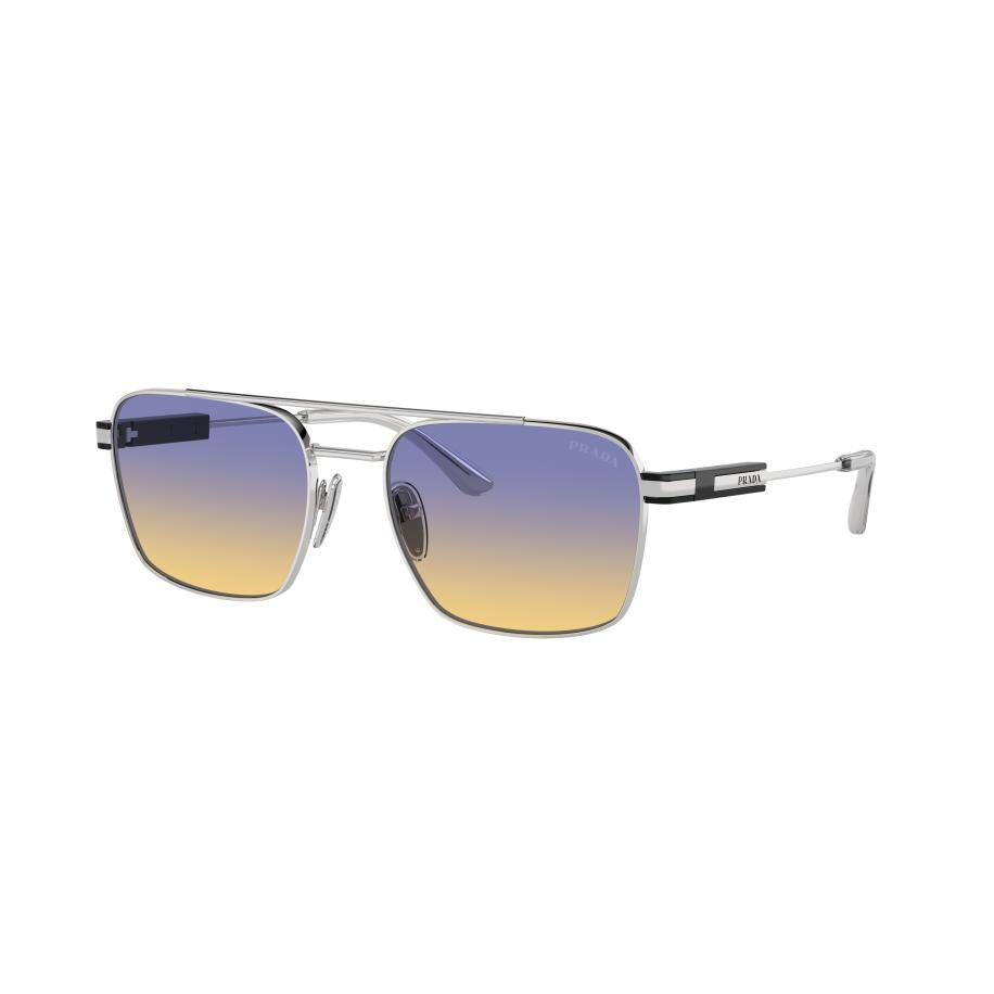Prada Unisex Sunglass PR 67ZS - Framekleur: Zilver, Lenskleur: Iris Sfumato Sole Zwart