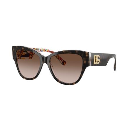 Dolce&Gabbana Vrouwelijk Sunglass DG4449 - Framekleur: Havana op wit barrow, Lenskleur: Bruin Gradiënt