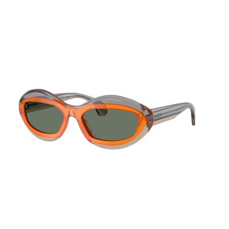 Alain Mikli Vrouwelijk Sunglass A05517 - Framekleur: Transparant grijs/oranje/struisvogel, Lenskleur: Groen