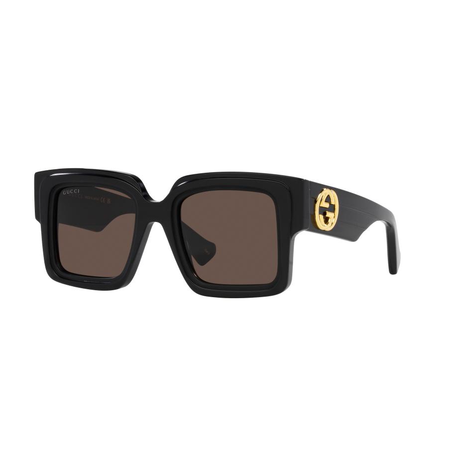 Gucci Vrouwelijk Sunglass GG1307S - Framekleur: Zwart, Lenskleur: Bruin Bruin