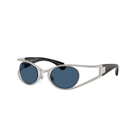 Alain Mikli Unisex Sunglass A04501T - Framekleur: Mat zilver/gestippeld zwart, Lenskleur: Donkerblauw
