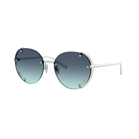 Tiffany & Co. Vrouwelijk Sunglass TF3110KB - Framekleur: Zilver verguld, Lenskleur: Azuurblauw gradiënt blauw