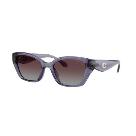 Coach Vrouwelijk Sunglass HC8434U CBY91 - Framekleur: Transparant violet, Lenskleur: Paars grijs gradiënt polarized