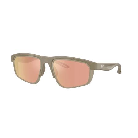 EA7 Mannelijk Sunglass Q74003 - Framekleur: Mat donker zandkleurig, Lenskleur: Bruin gespiegeld roségoud