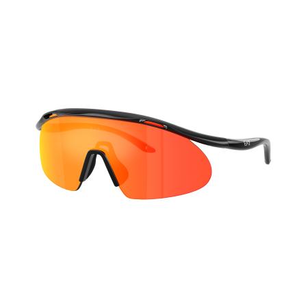 EA7 Mannelijk Sunglass Q74008 - Framekleur: Glanzend zwart, Lenskleur: Dark Brown Mirror Tangerine